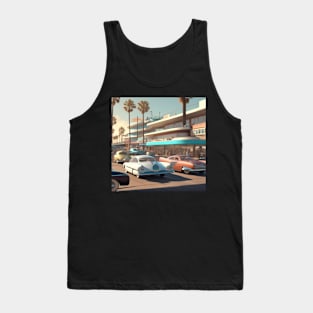 A Retro-Futuristic image of a Califonia Beach City Tank Top